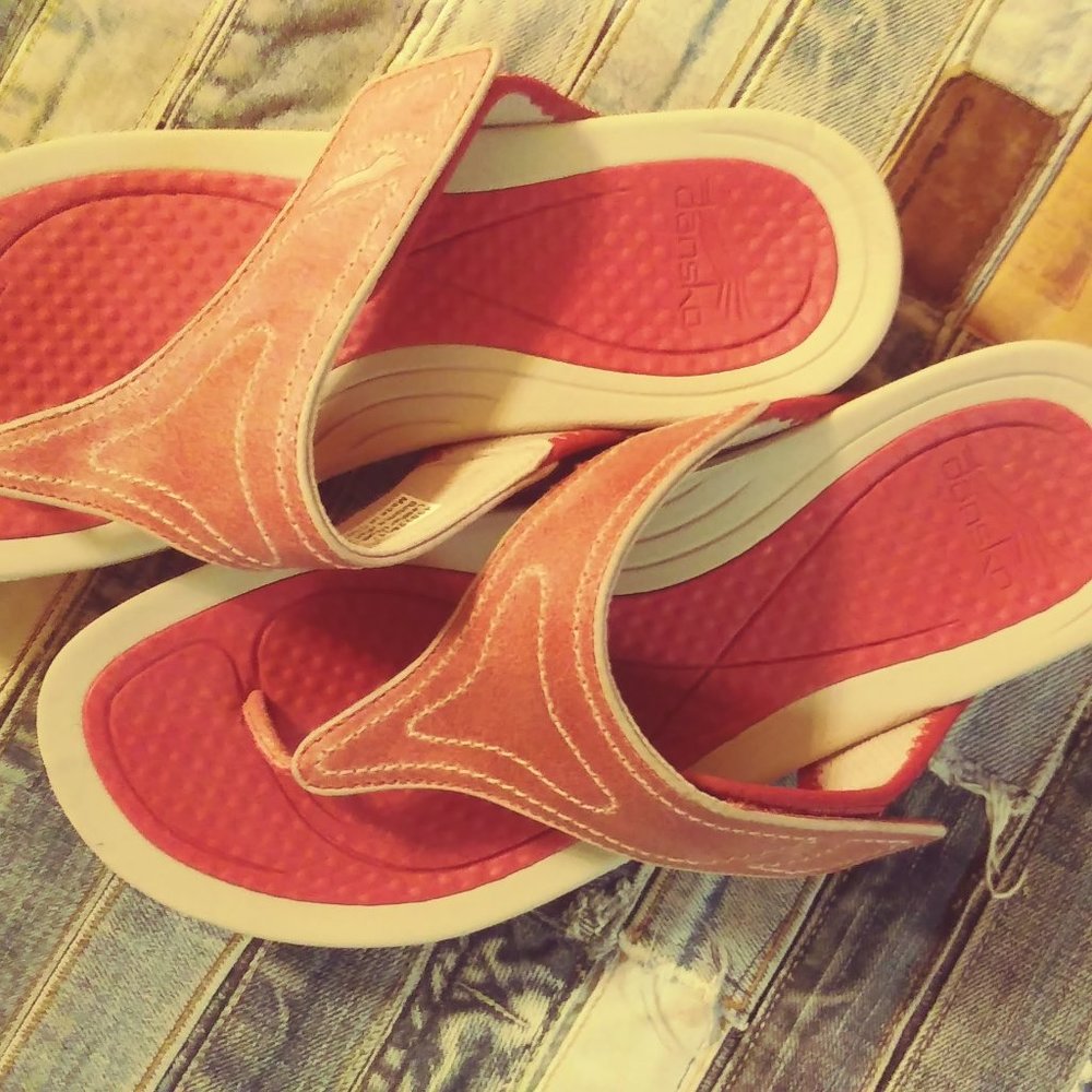 Dansko Leather upper adjustable wedge sandals